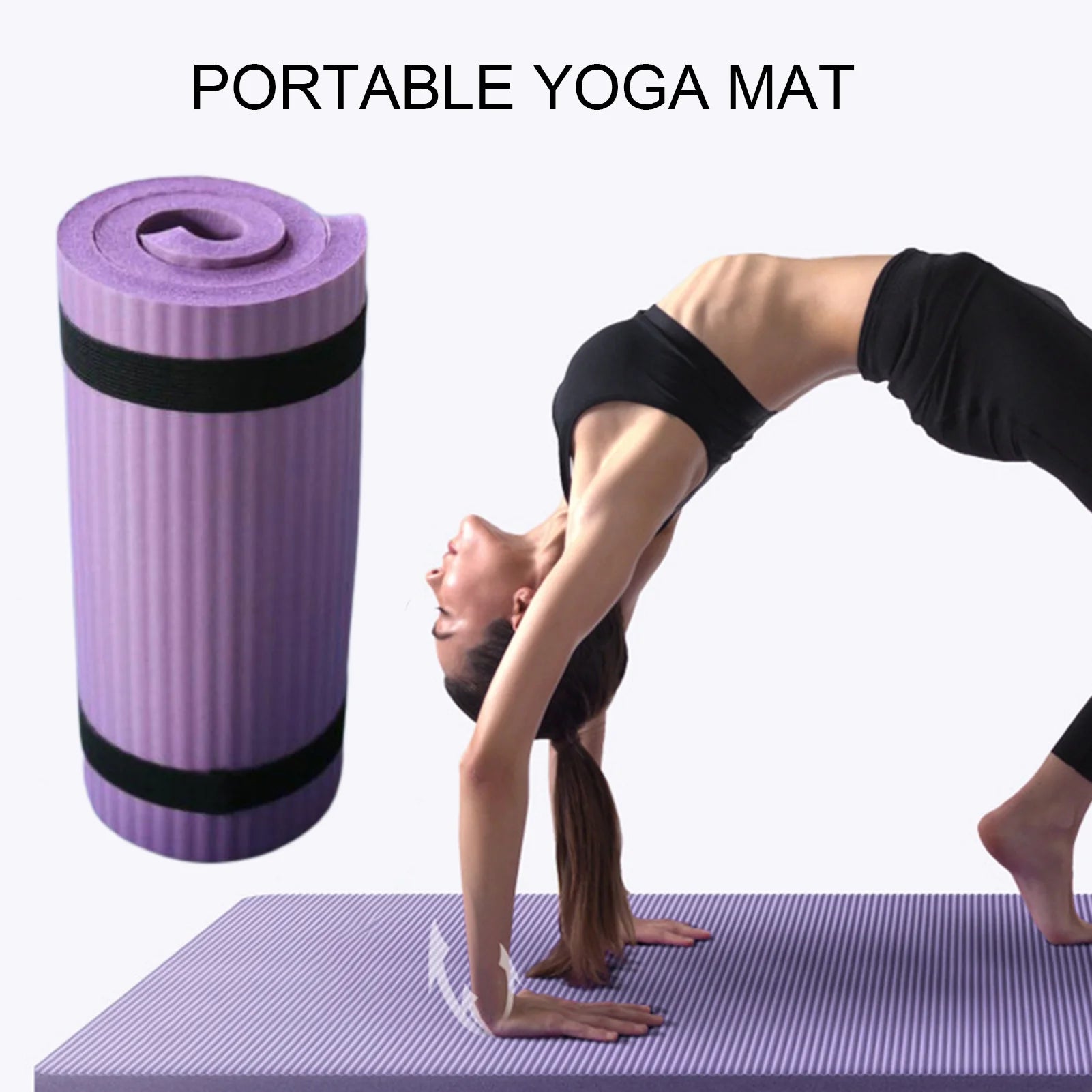 Sports Exercise Yoga Mat with Arm Strap, High Density Foam, 24" X 6"