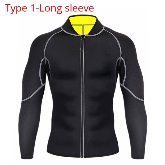 Men's Neoprene Sauna Suit Sweat Jacket - Weight Loss Long Sleeve Waist Trainer Body Shaper with Zipper