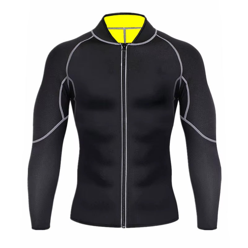 Men's Neoprene Sauna Suit Sweat Jacket - Weight Loss Long Sleeve Waist Trainer Body Shaper with Zipper