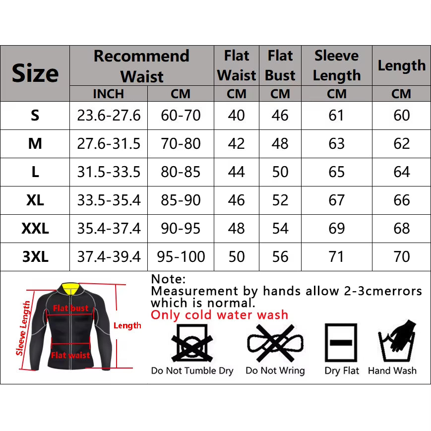 Men's Neoprene Sauna Suit Sweat Jacket - Weight Loss Long Sleeve Waist Trainer Body Shaper with Zipper