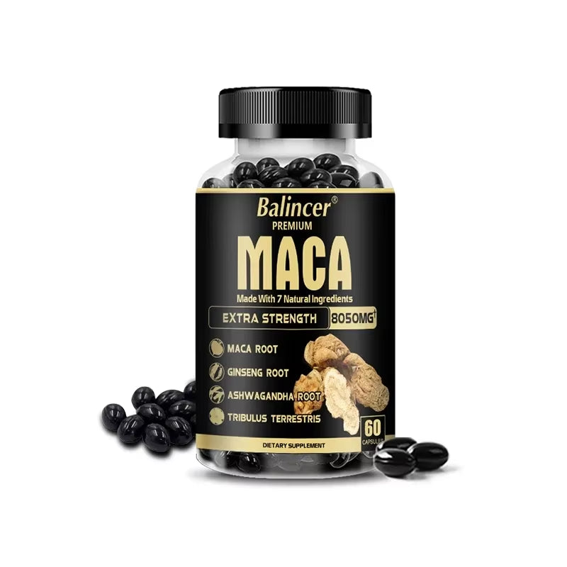 Organic Maca Root Capsules - with Ginseng Ashwagandha - Muscle Mass, Endurance and Performance