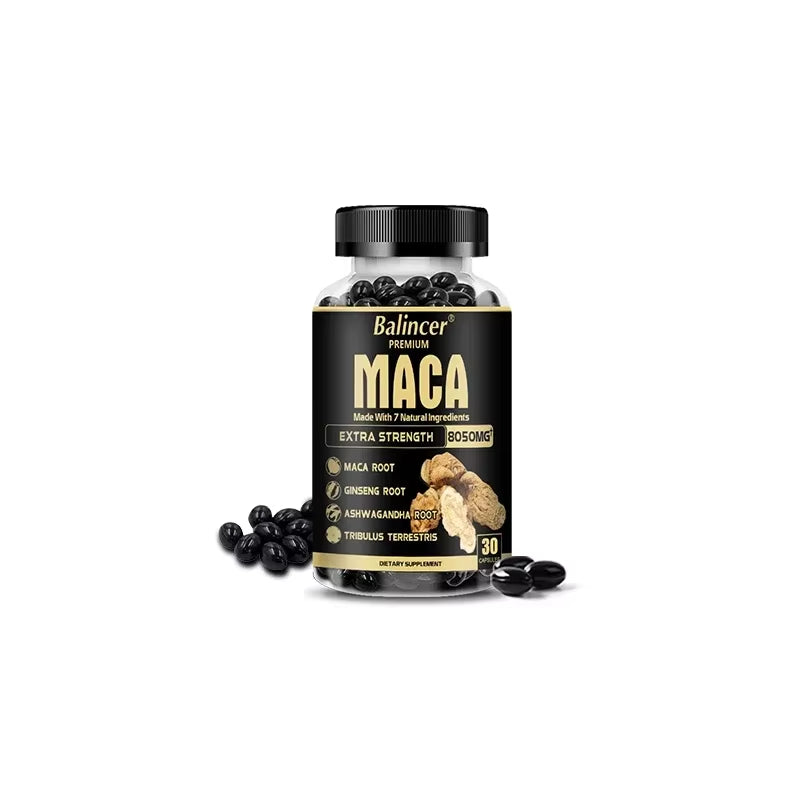 Organic Maca Root Capsules - with Ginseng Ashwagandha - Muscle Mass, Endurance and Performance